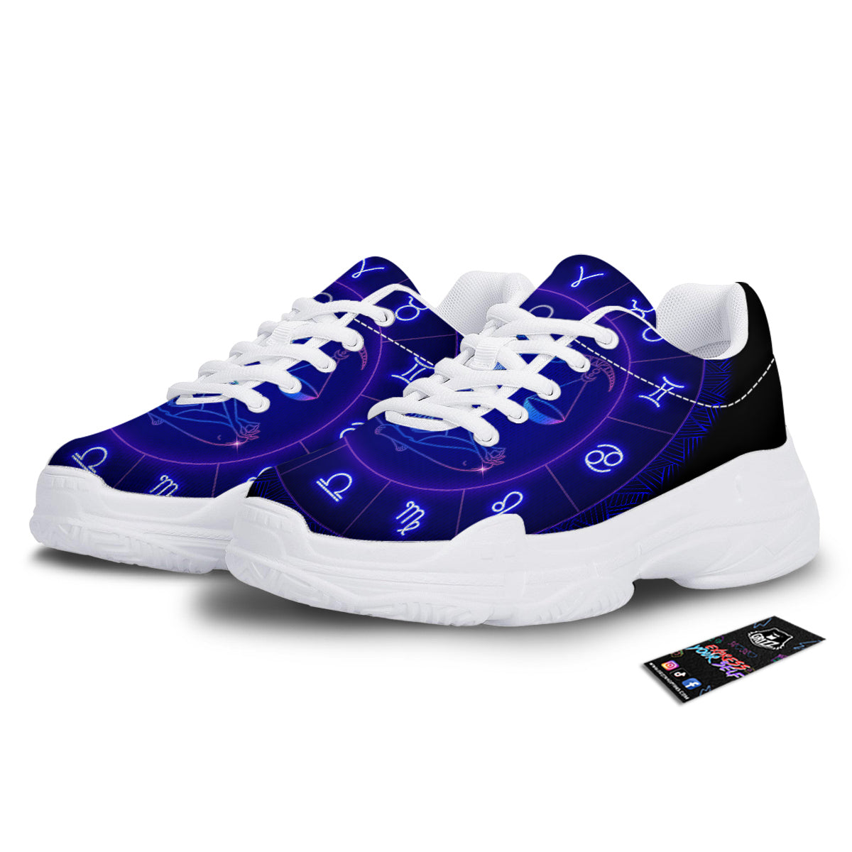 Zodiac Sign Dark Libra Print White Chunky Shoes-grizzshop