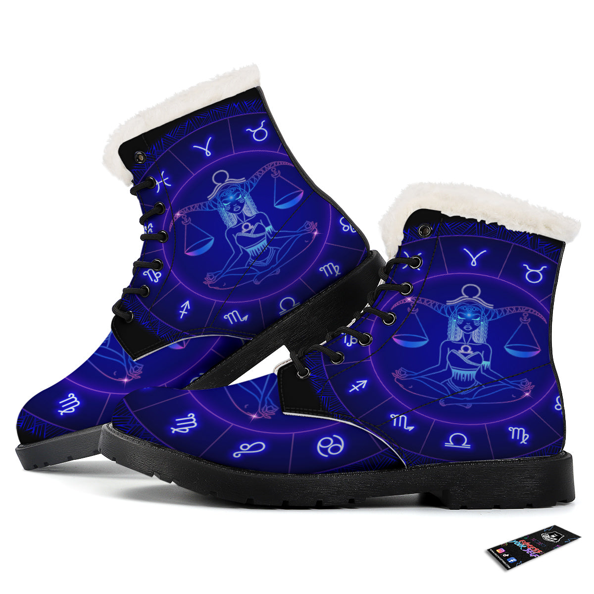 Zodiac Sign Dark Libra Print Winter Boots-grizzshop