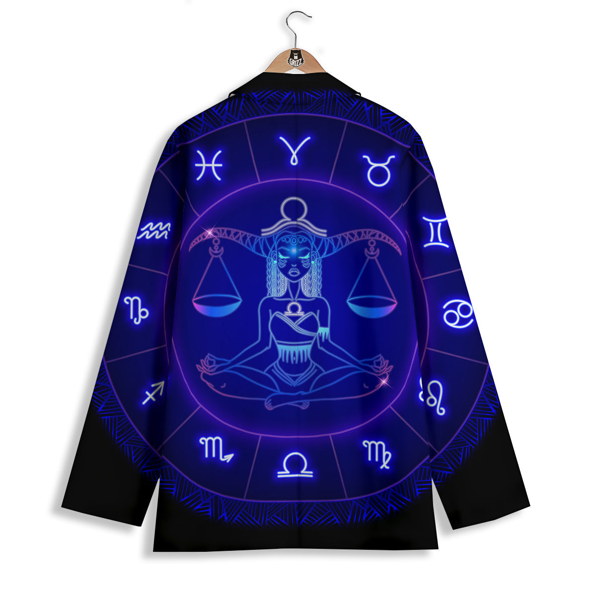 Zodiac Sign Dark Libra Print Women's Blazer-grizzshop