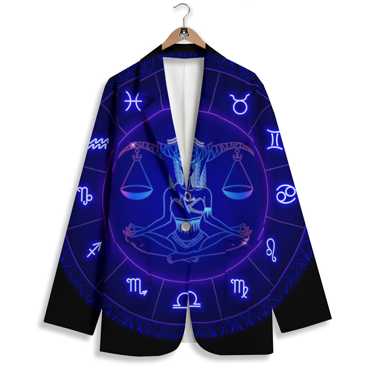Zodiac Sign Dark Libra Print Women's Blazer-grizzshop