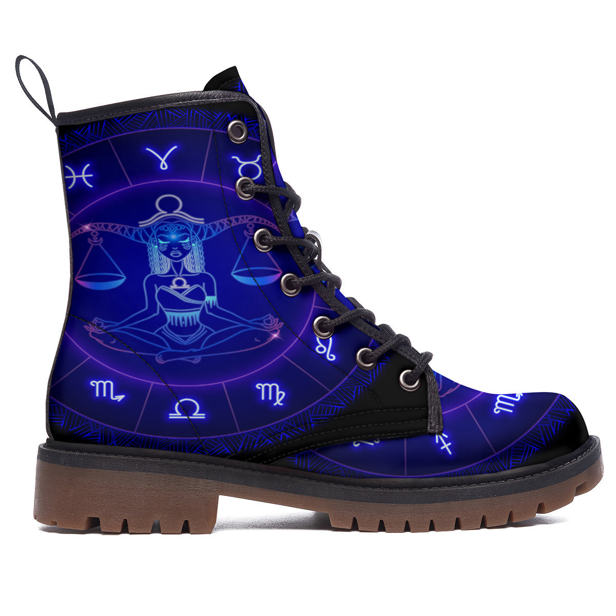 Zodiac Sign Dark Libra Print Work Boots-grizzshop