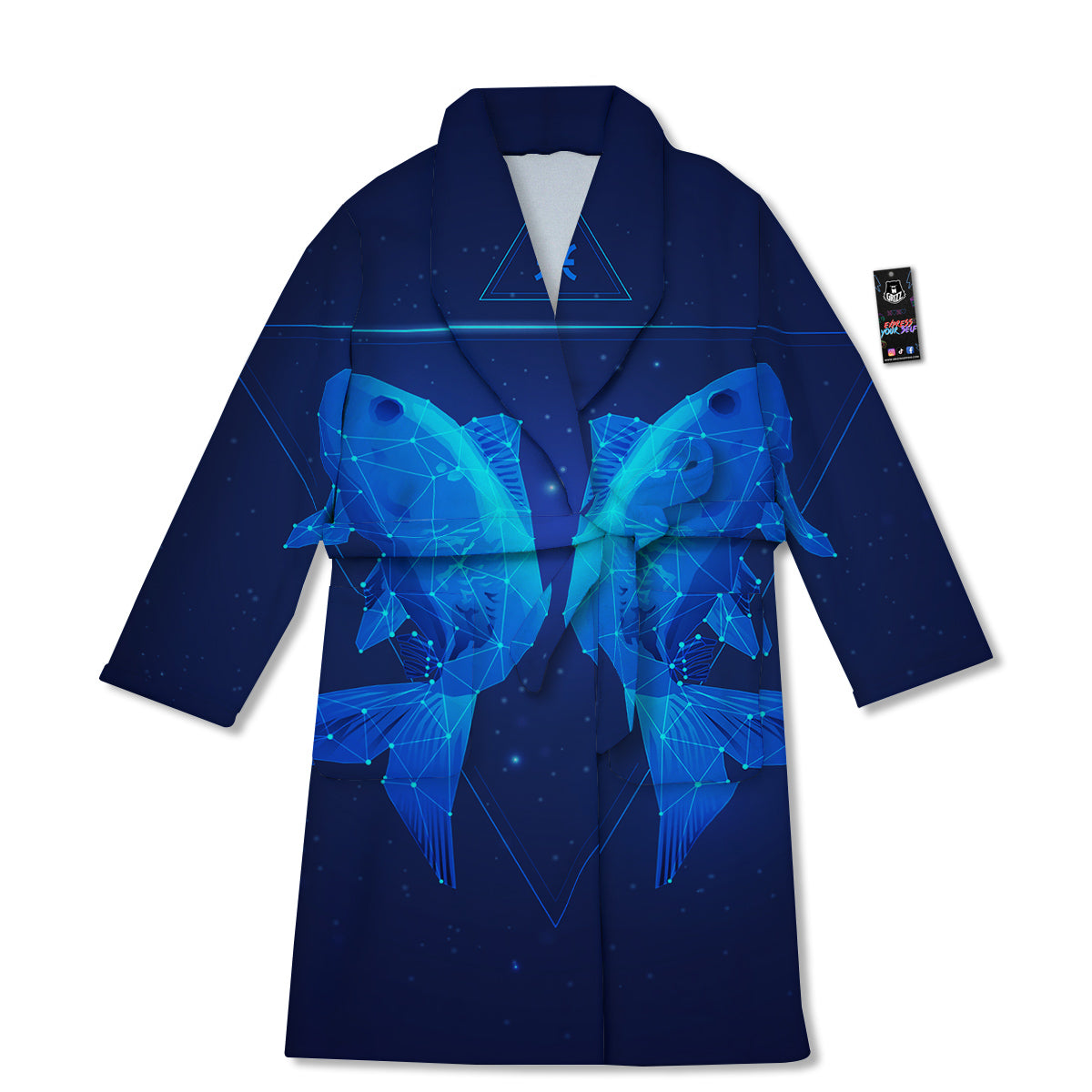 Zodiac Sign Dark Pisces Print Bathrobe-grizzshop