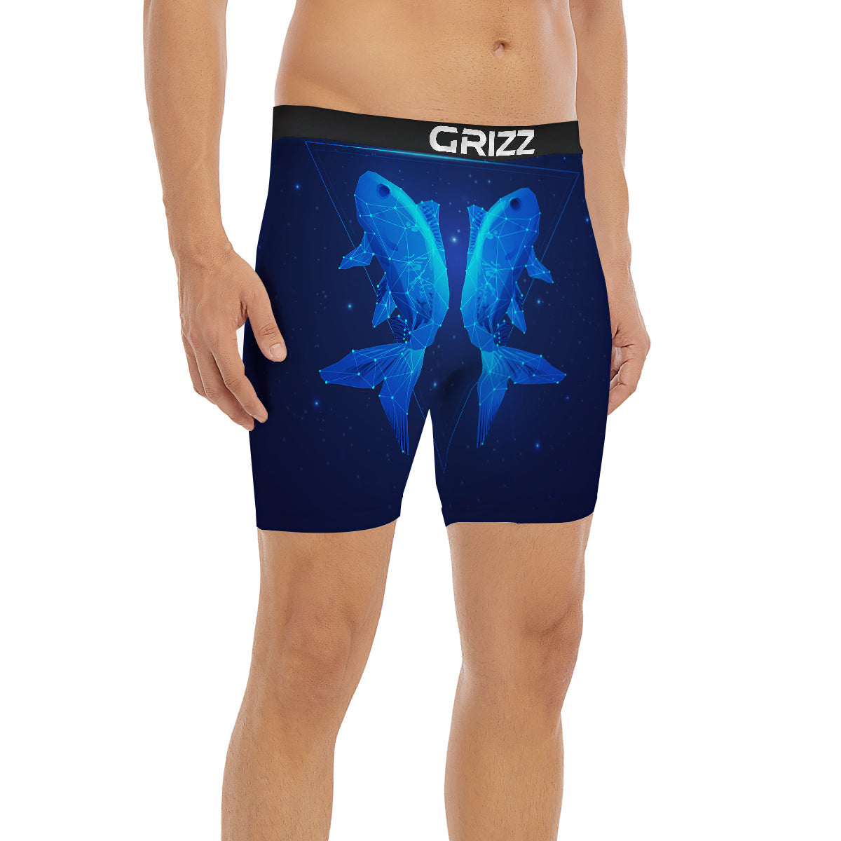 Zodiac Sign Dark Pisces Print Boxer Briefs-grizzshop