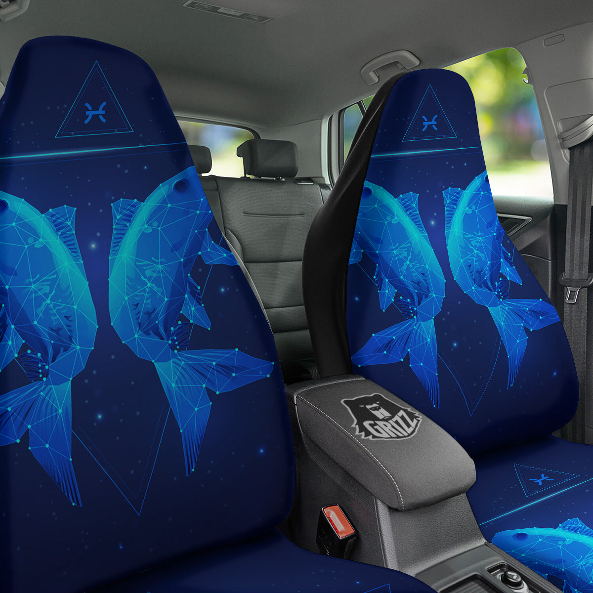 Zodiac Sign Dark Pisces Print Car Seat Covers-grizzshop