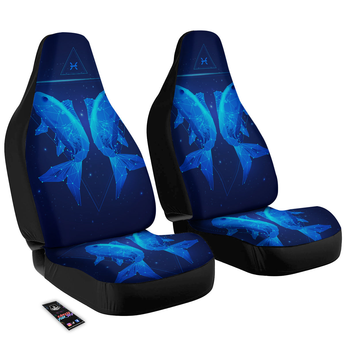 Zodiac Sign Dark Pisces Print Car Seat Covers-grizzshop