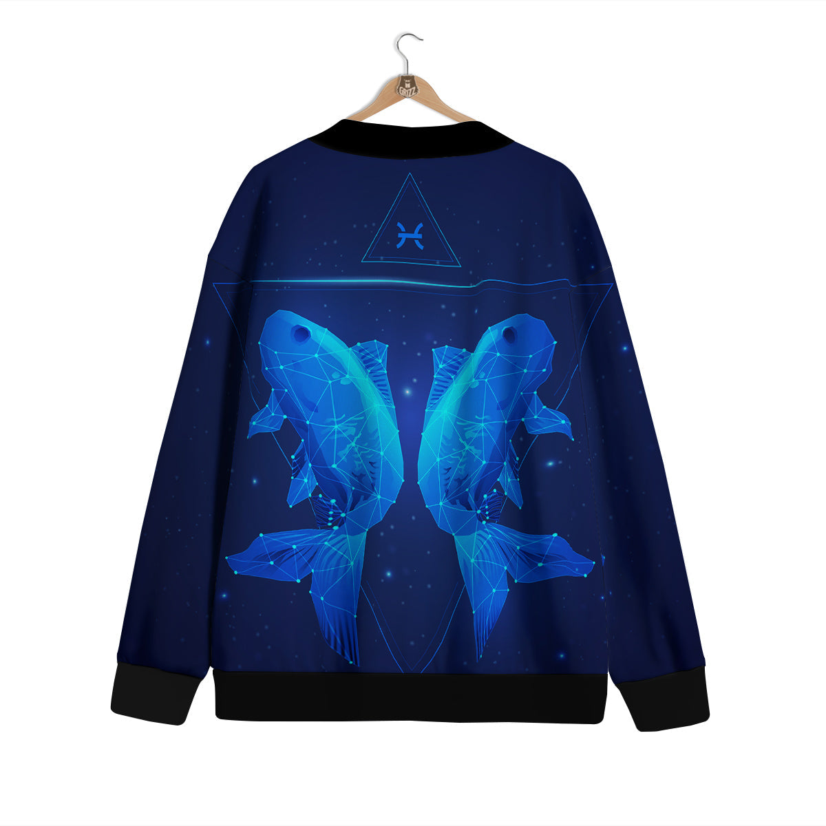 Zodiac Sign Dark Pisces Print Cardigan-grizzshop