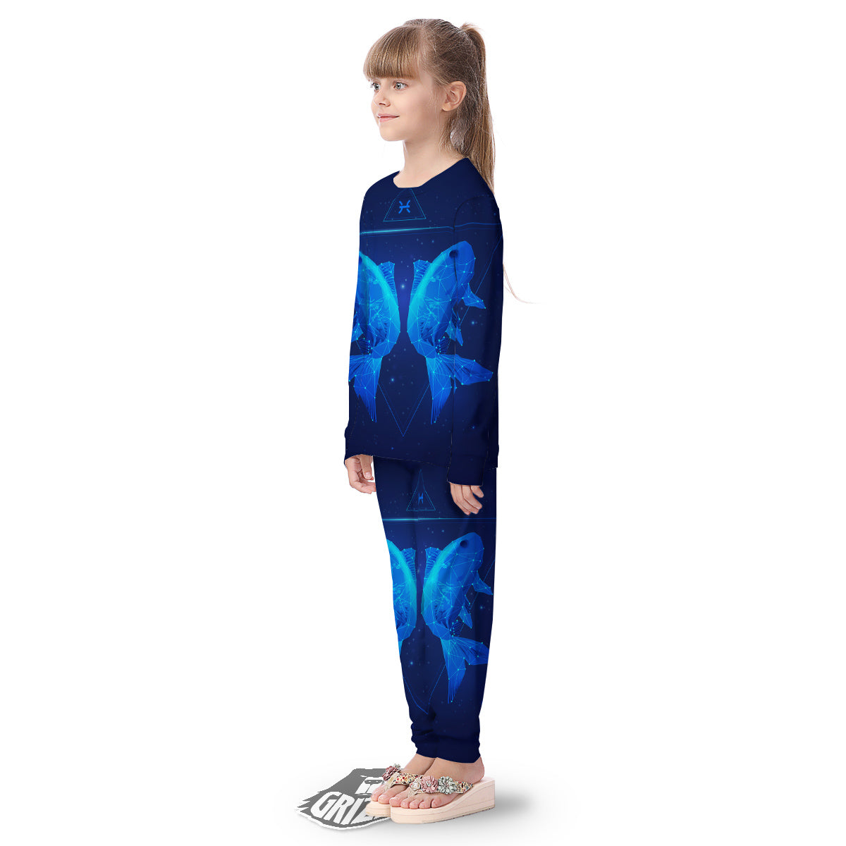 Zodiac Sign Dark Pisces Print Kid's Pajamas-grizzshop
