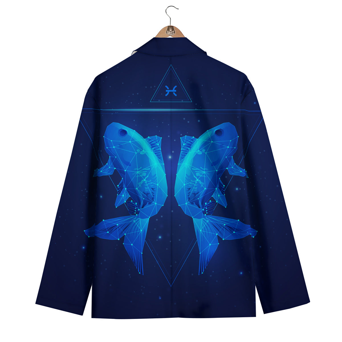 Zodiac Sign Dark Pisces Print Men's Blazer-grizzshop