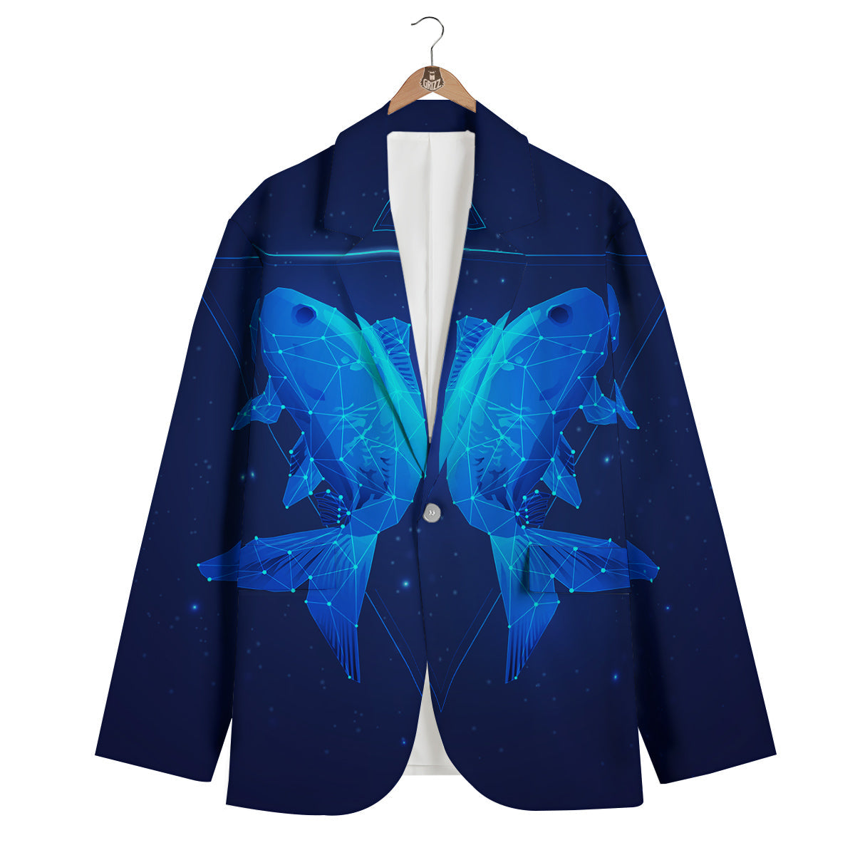 Zodiac Sign Dark Pisces Print Men's Blazer-grizzshop