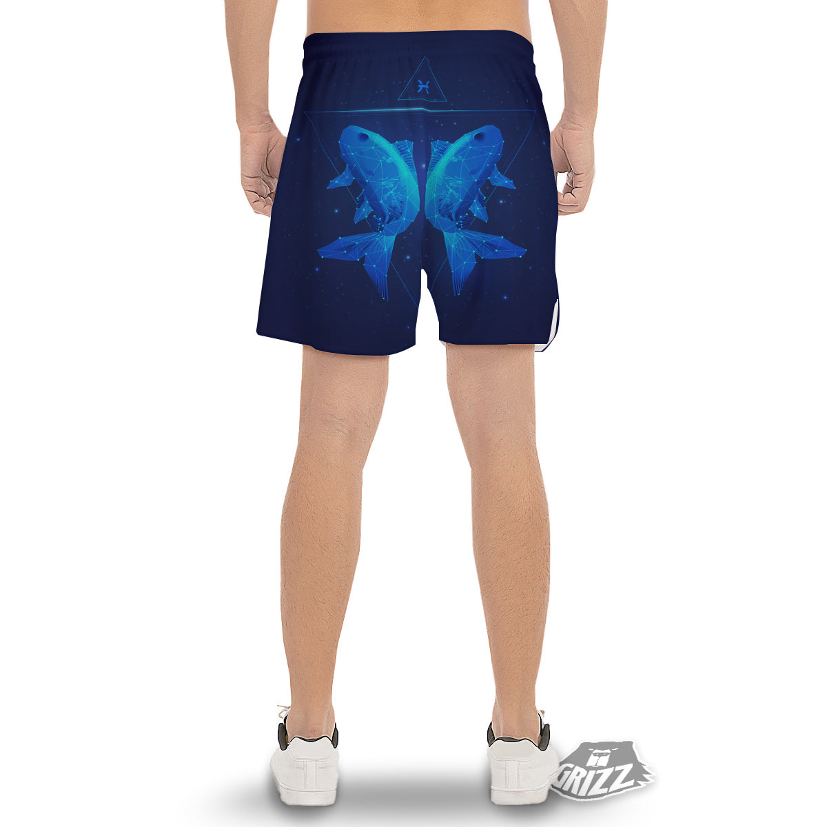 Zodiac Sign Dark Pisces Print Men's Gym Shorts-grizzshop