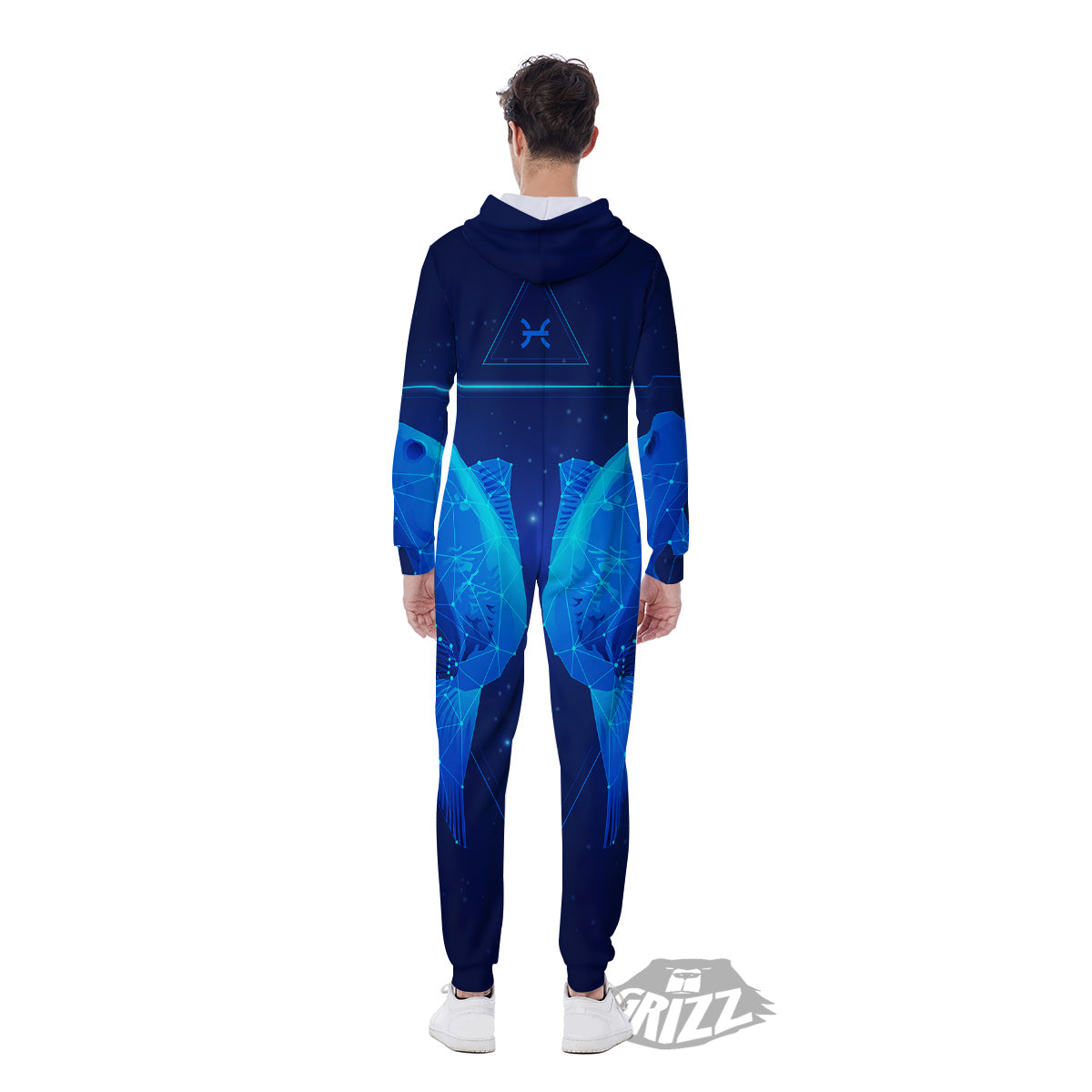 Zodiac Sign Dark Pisces Print Men's Jumpsuit-grizzshop