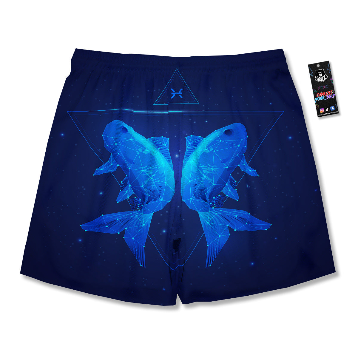Zodiac Sign Dark Pisces Print Men's Running Shorts-grizzshop