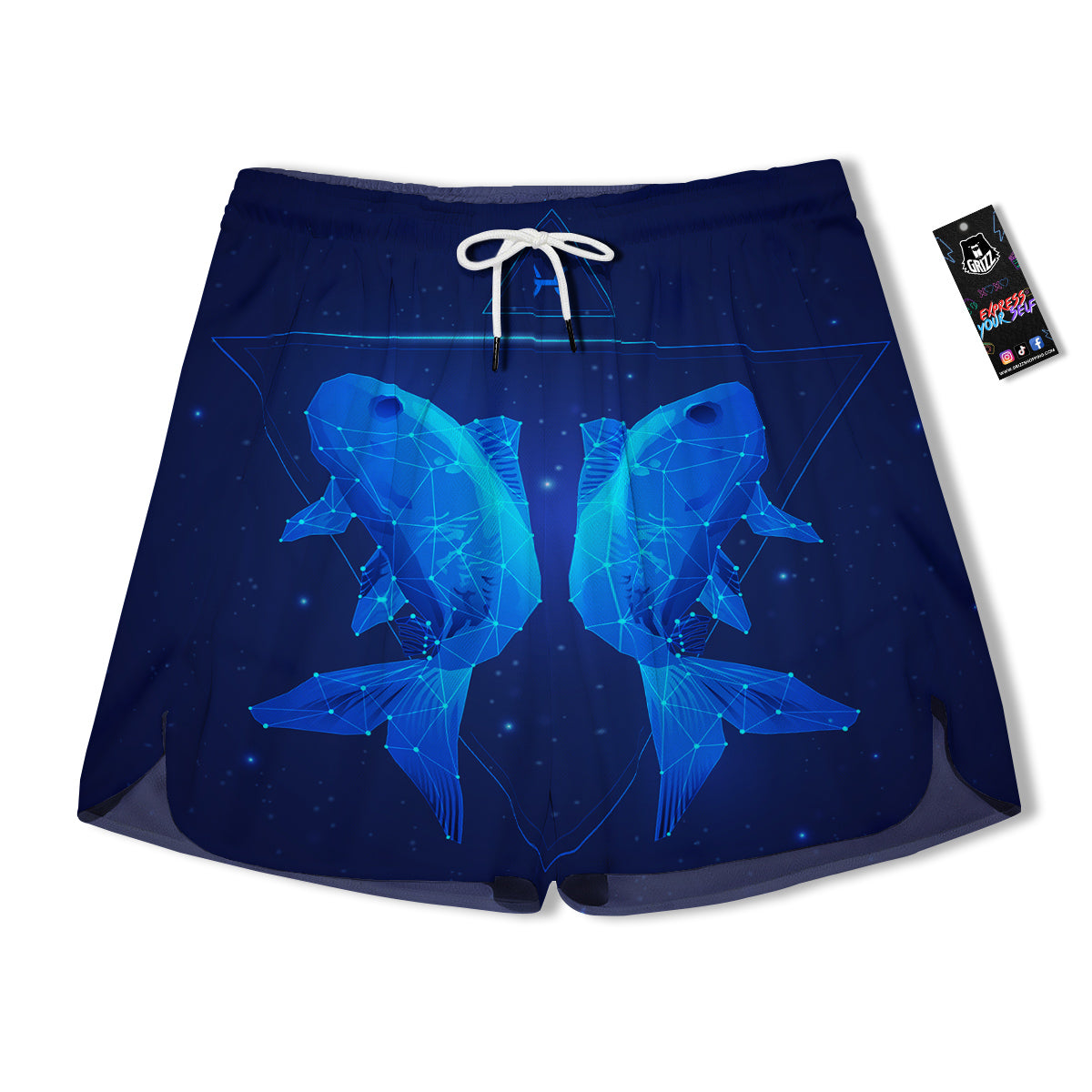 Zodiac Sign Dark Pisces Print Men's Running Shorts-grizzshop