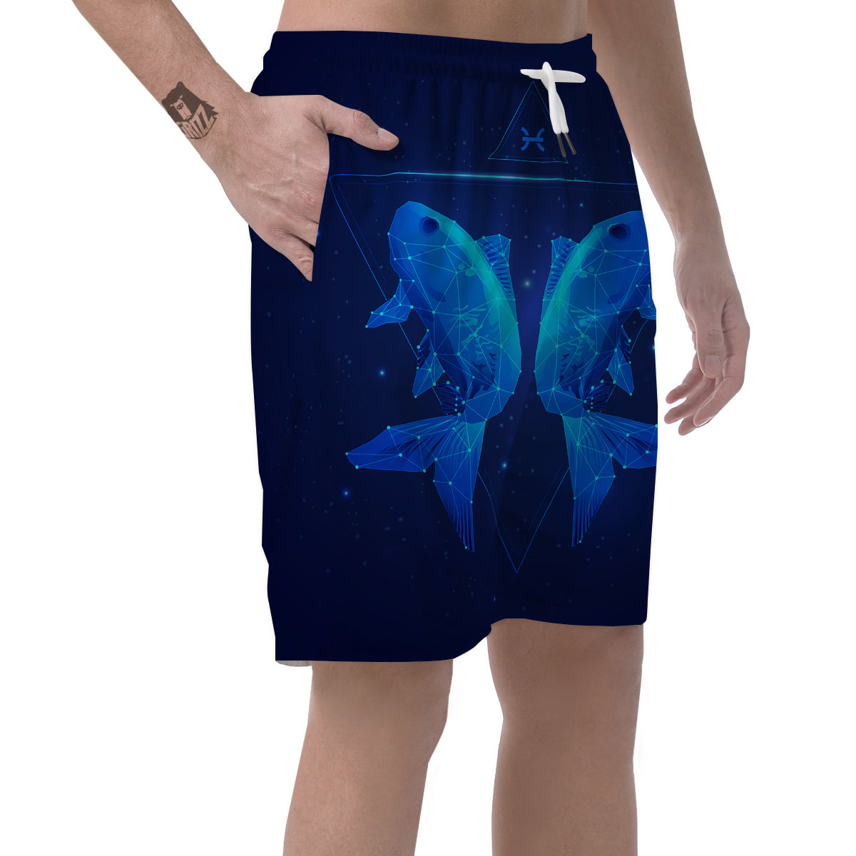 Zodiac Sign Dark Pisces Print Men's Shorts-grizzshop