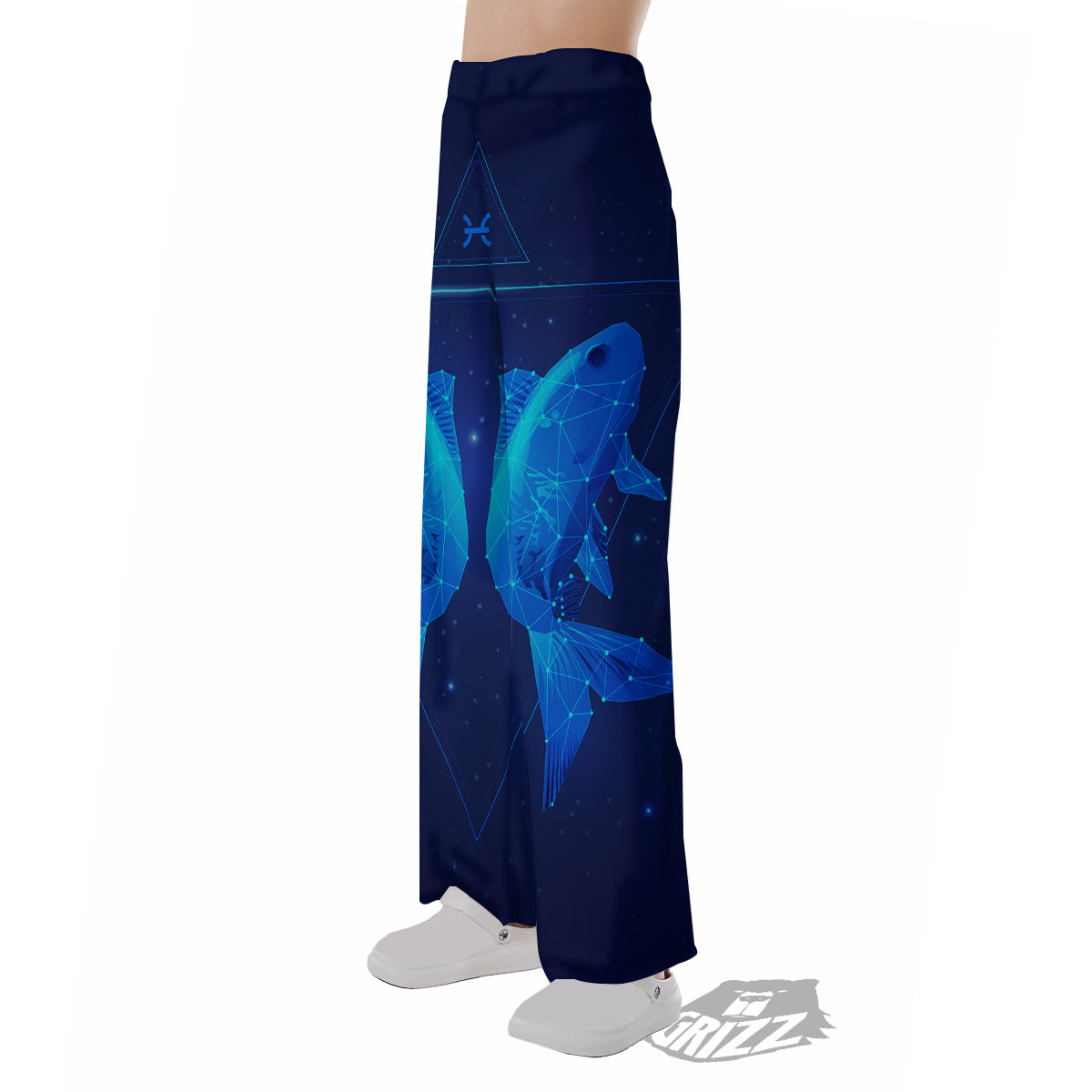 Zodiac Sign Dark Pisces Print Pajama Pants-grizzshop
