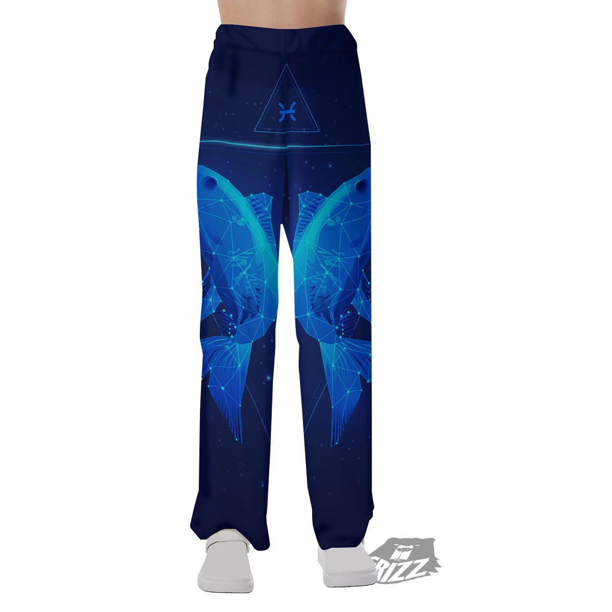Zodiac Sign Dark Pisces Print Pajama Pants-grizzshop