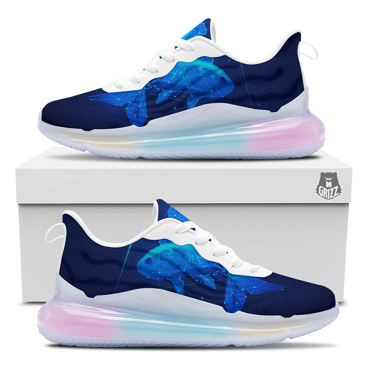 Zodiac Sign Dark Pisces Print Running Sneakers-grizzshop