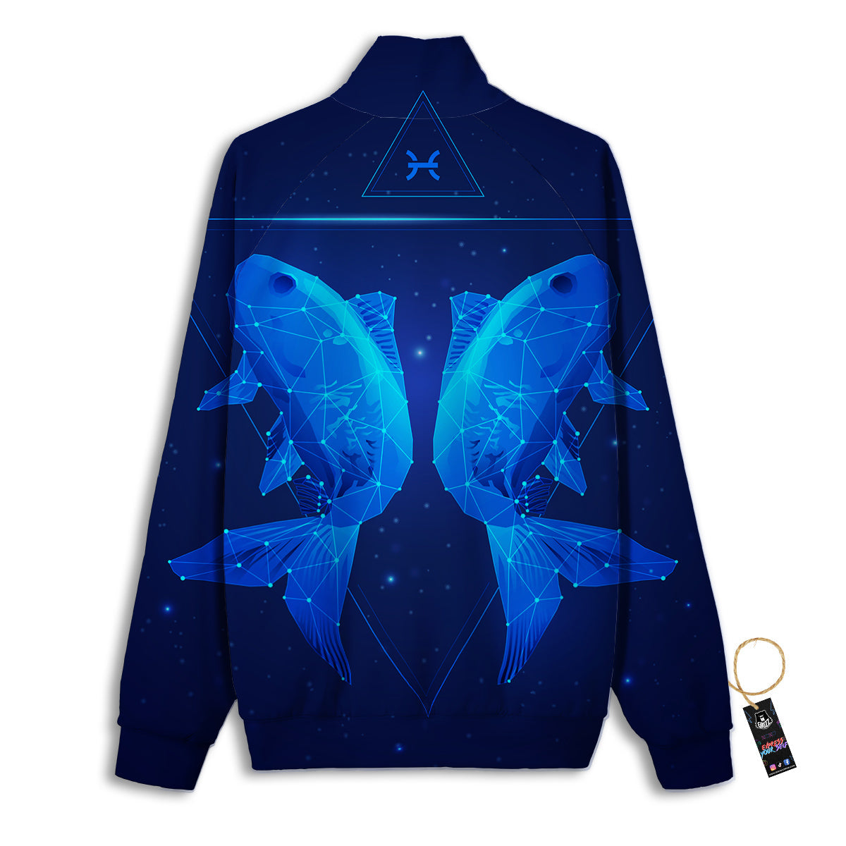Zodiac Sign Dark Pisces Print Track Jacket-grizzshop