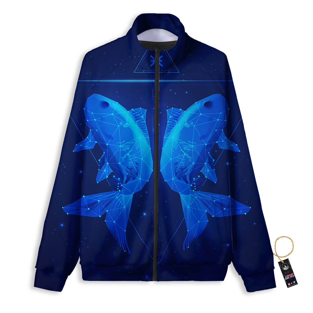 Zodiac Sign Dark Pisces Print Track Jacket-grizzshop