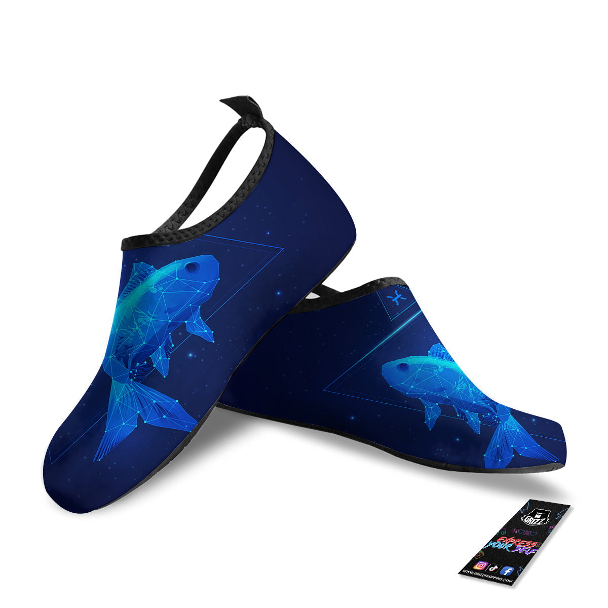Zodiac Sign Dark Pisces Print Water Shoes-grizzshop