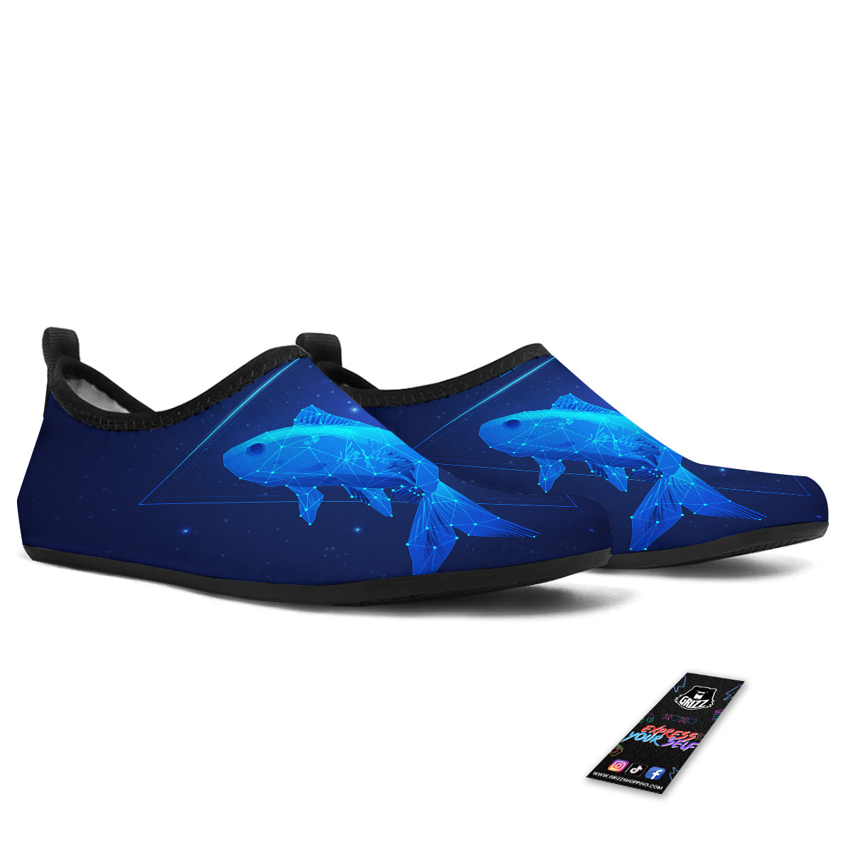 Zodiac Sign Dark Pisces Print Water Shoes-grizzshop