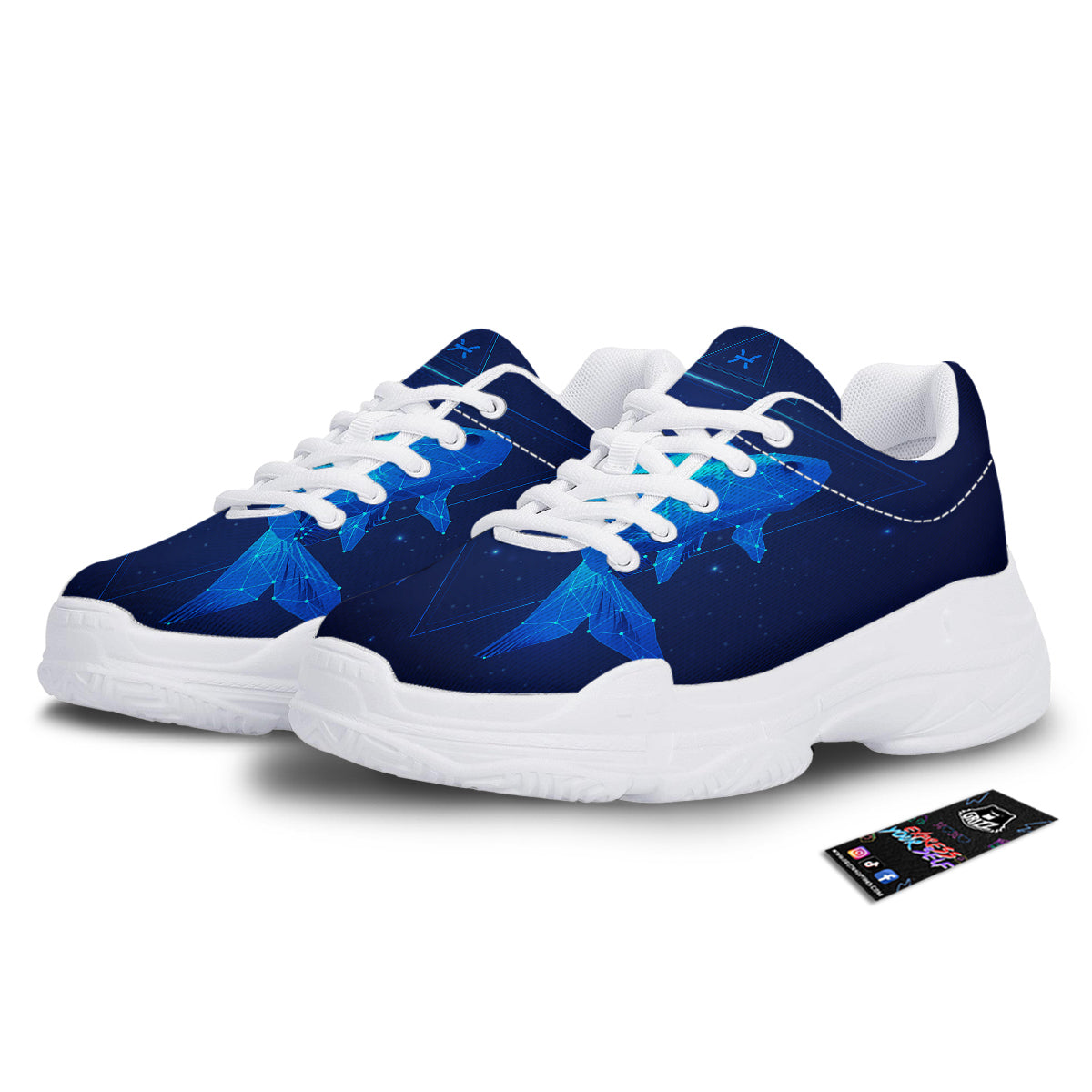 Zodiac Sign Dark Pisces Print White Chunky Shoes-grizzshop