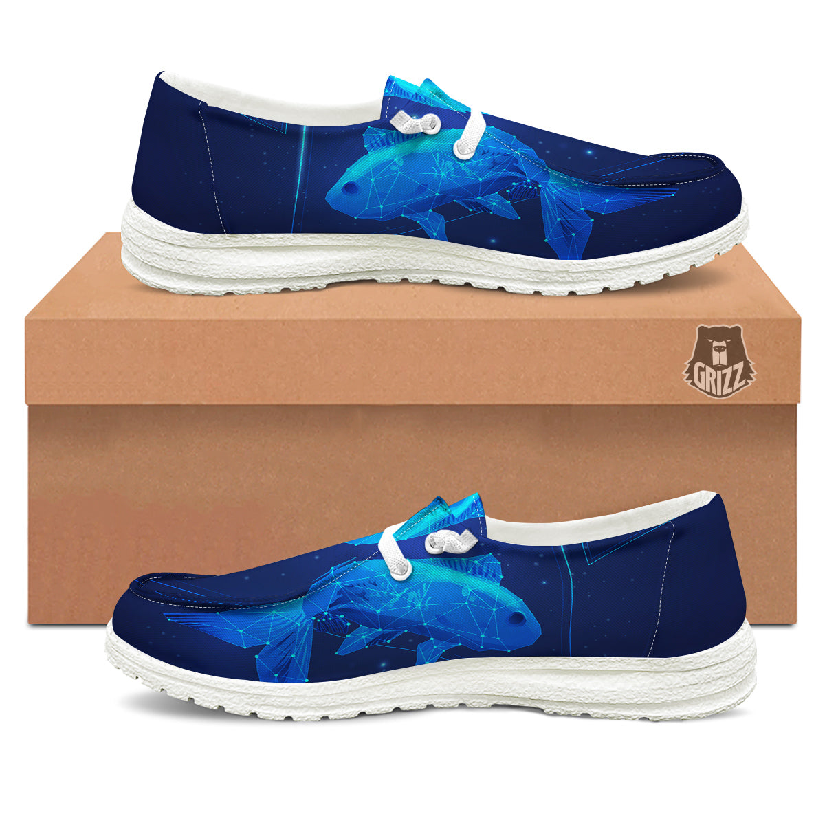 Zodiac Sign Dark Pisces Print White Loafers-grizzshop