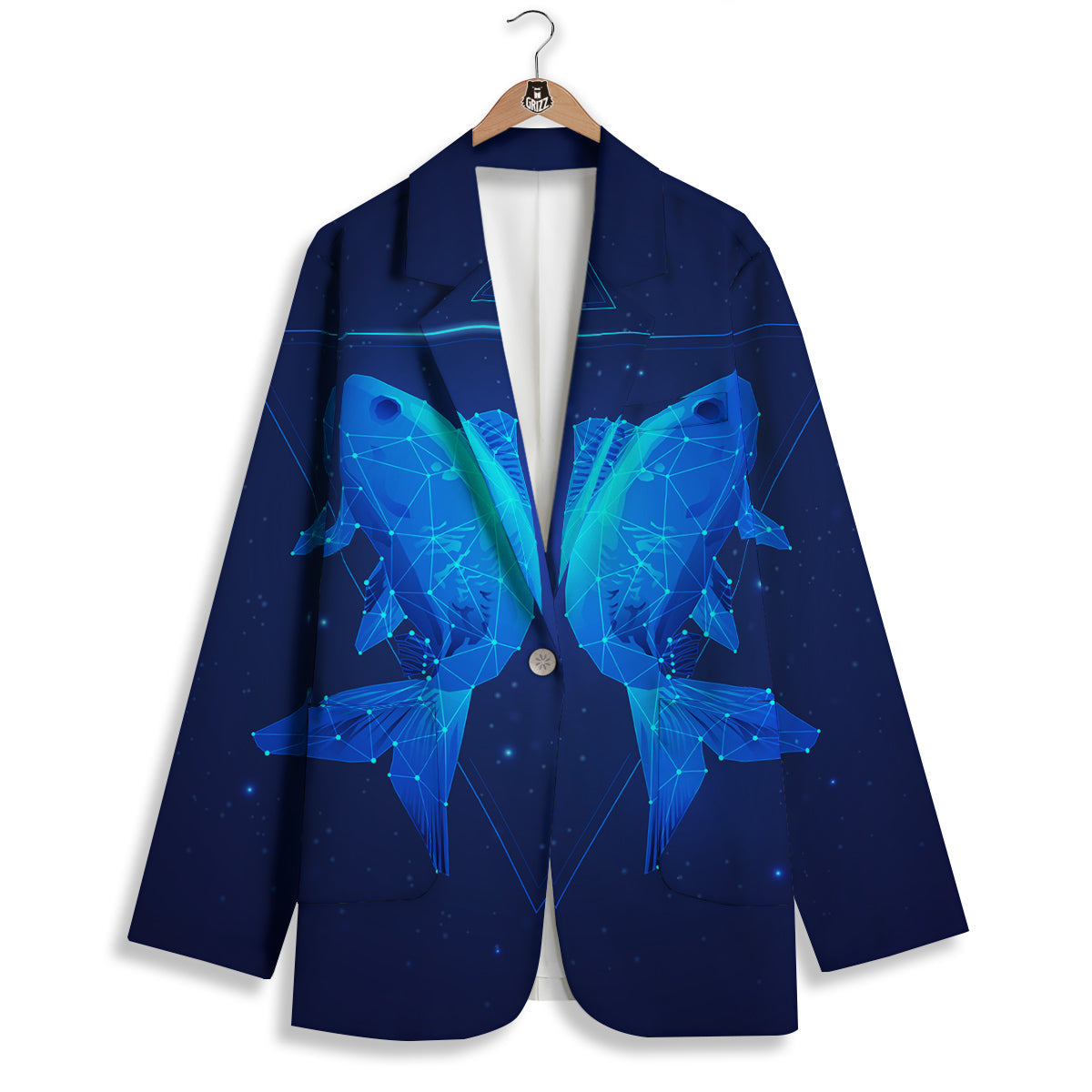 Zodiac Sign Dark Pisces Print Women's Blazer-grizzshop