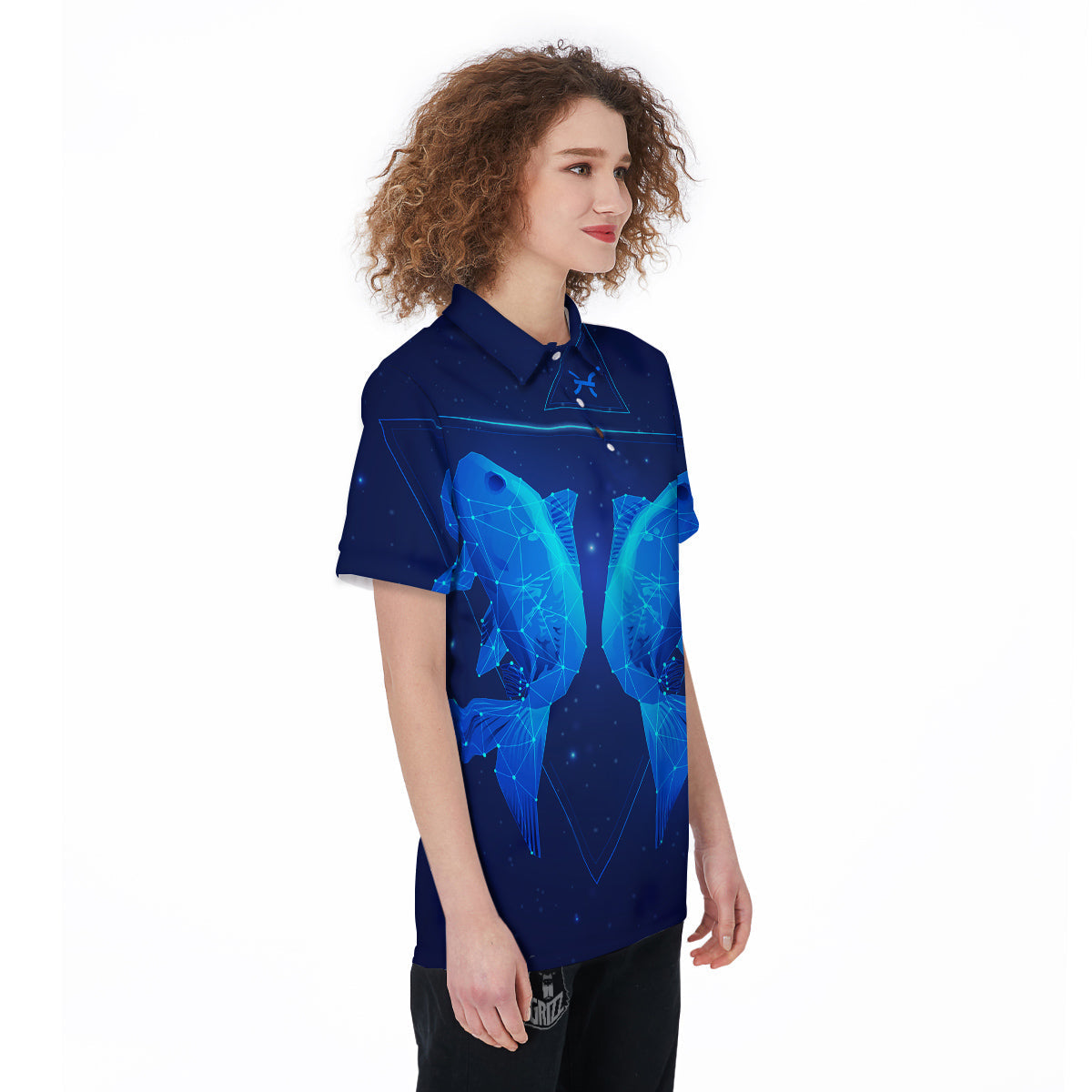Zodiac Sign Dark Pisces Print Women's Golf Shirts-grizzshop