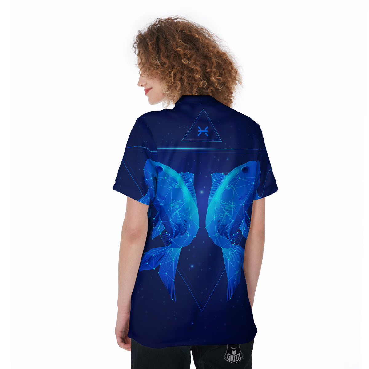 Zodiac Sign Dark Pisces Print Women's Golf Shirts-grizzshop