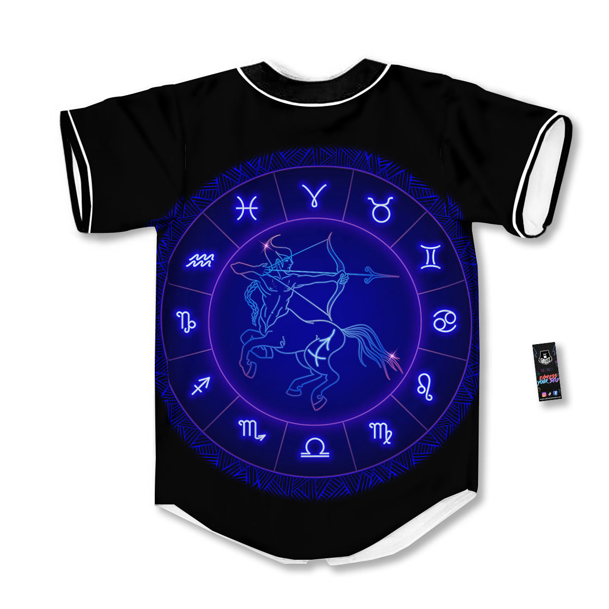 Zodiac Sign Dark Sagittarius Print Baseball Jersey-grizzshop