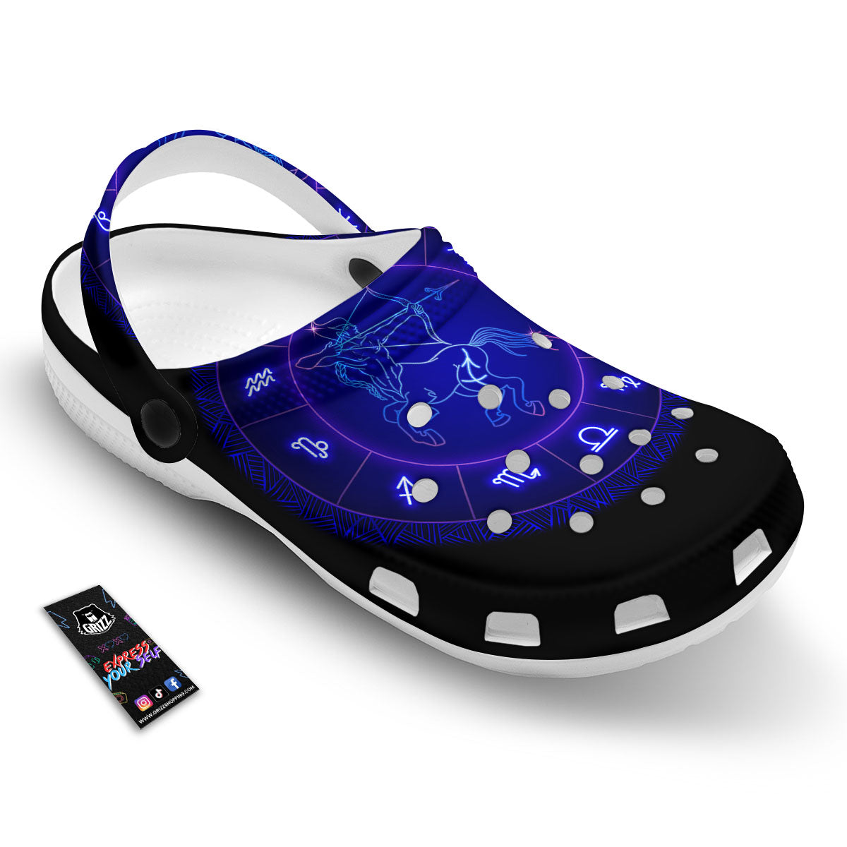 Zodiac Sign Dark Sagittarius Print Clog-grizzshop