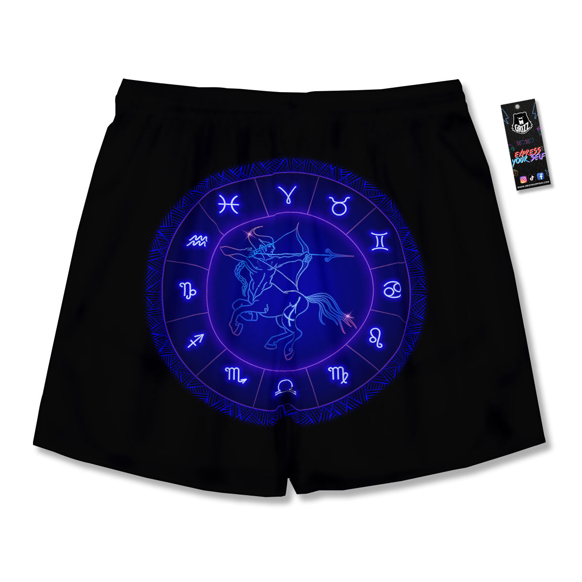 Zodiac Sign Dark Sagittarius Print Men's Running Shorts-grizzshop