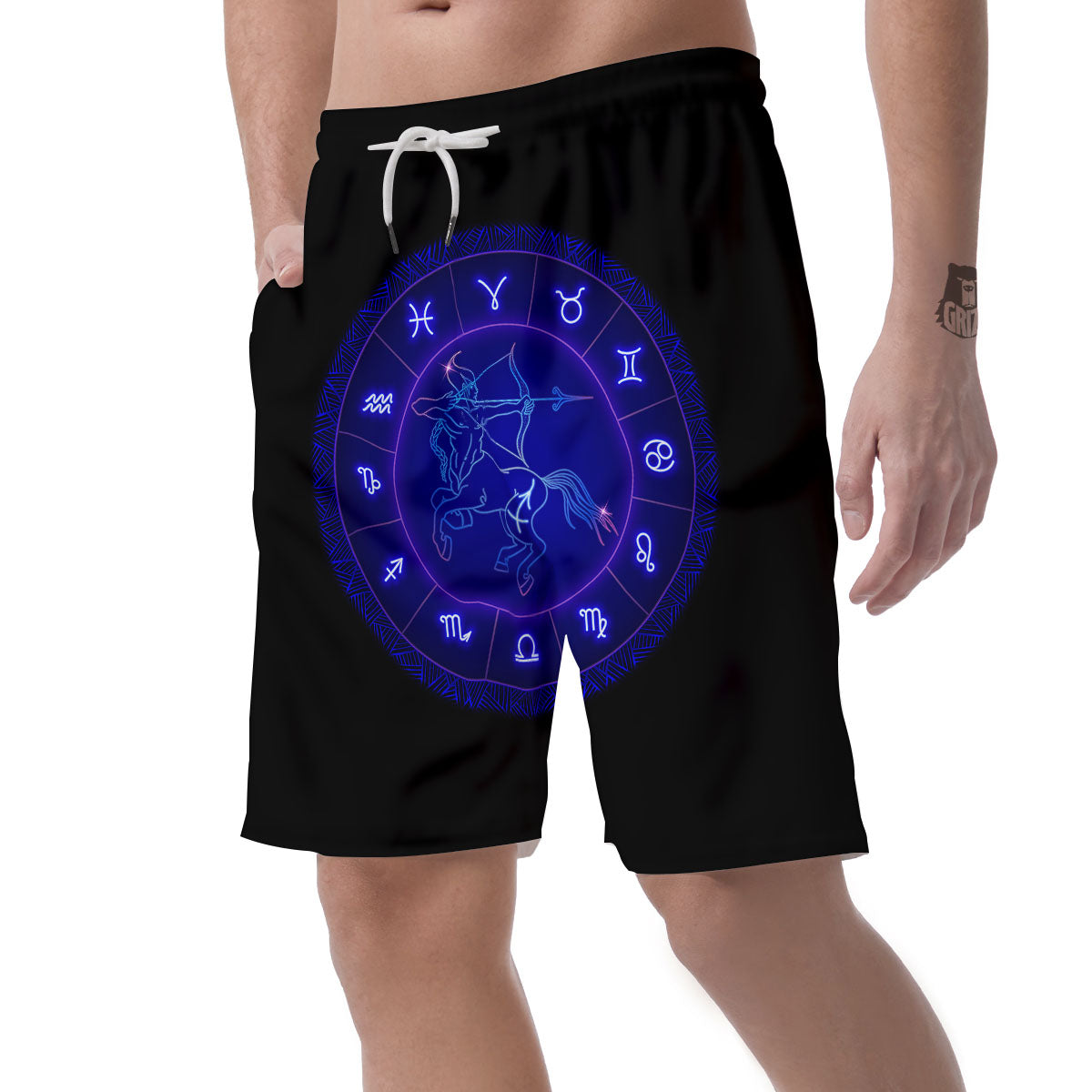 Zodiac Sign Dark Sagittarius Print Men's Shorts-grizzshop