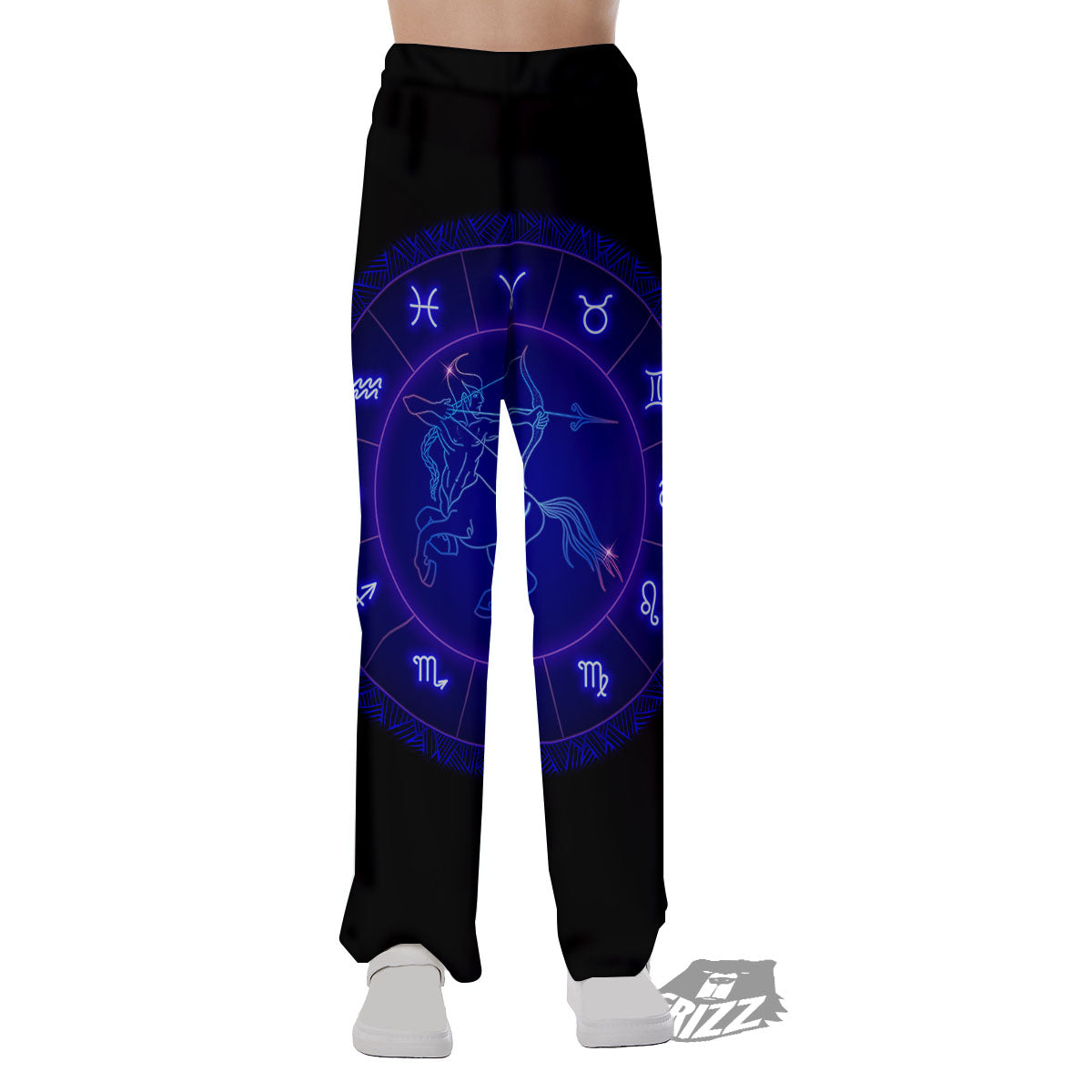 Zodiac Sign Dark Sagittarius Print Pajama Pants-grizzshop