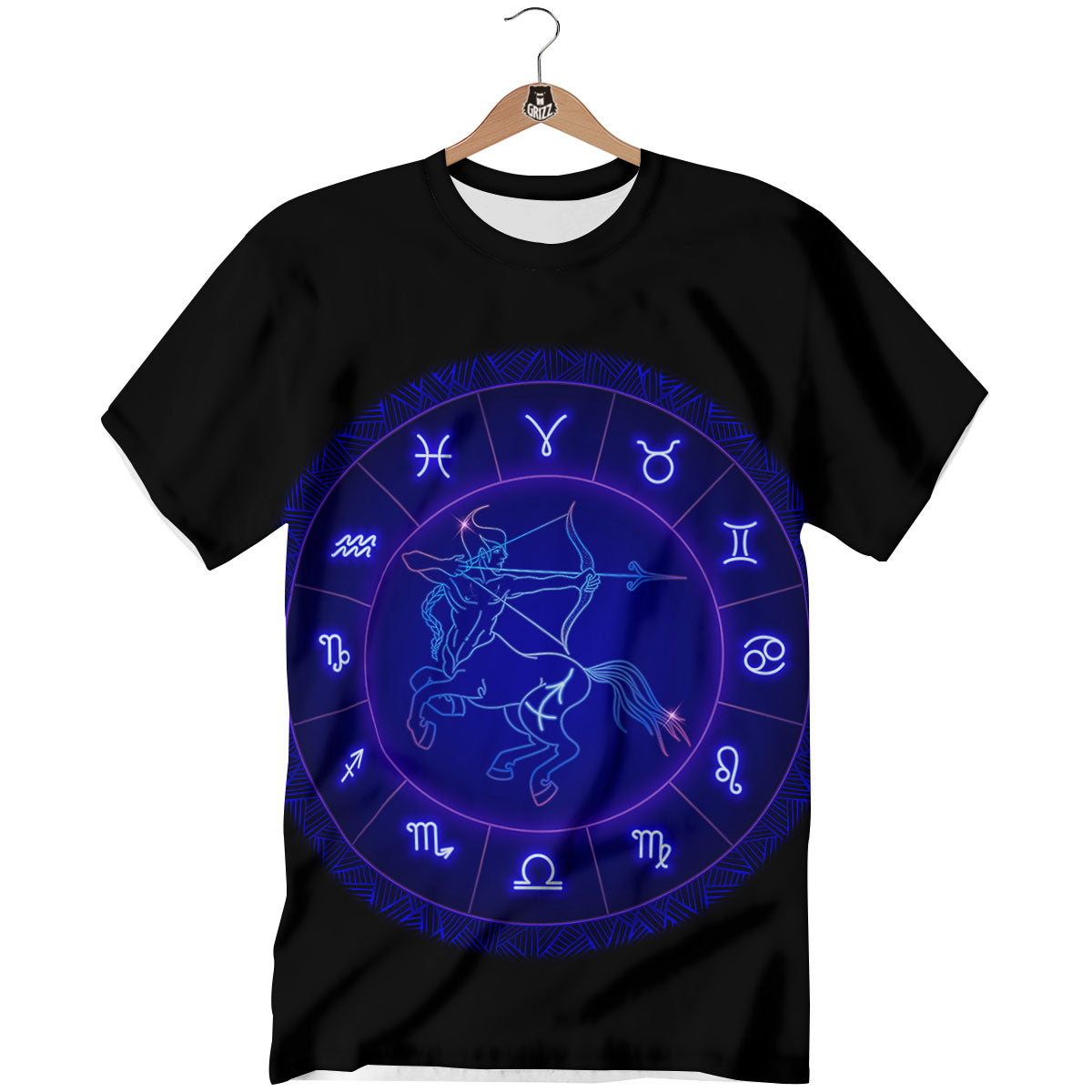 Zodiac Sign Dark Sagittarius Print T-Shirt-grizzshop