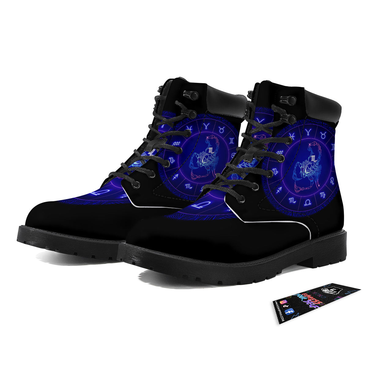 Zodiac Sign Dark Scorpio Print Boots-grizzshop