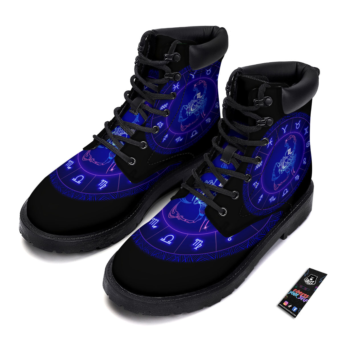 Zodiac Sign Dark Scorpio Print Boots-grizzshop