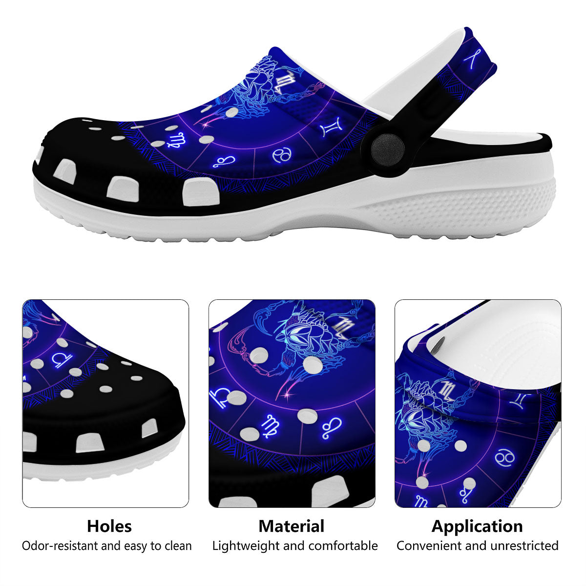 Zodiac Sign Dark Scorpio Print Clog-grizzshop