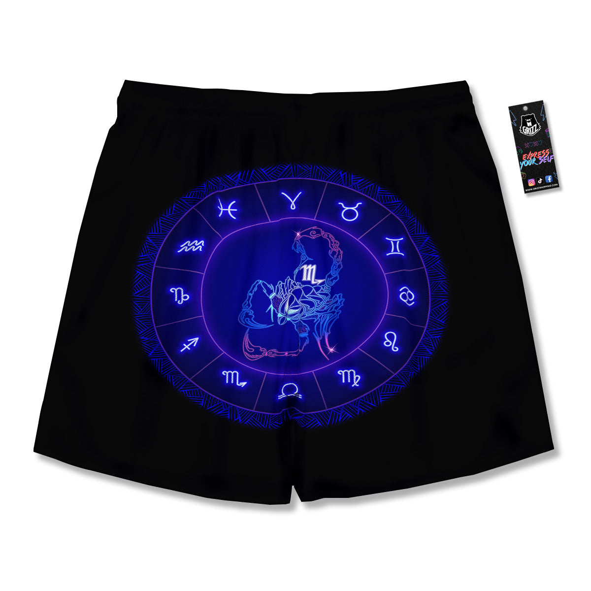 Zodiac Sign Dark Scorpio Print Men's Running Shorts-grizzshop