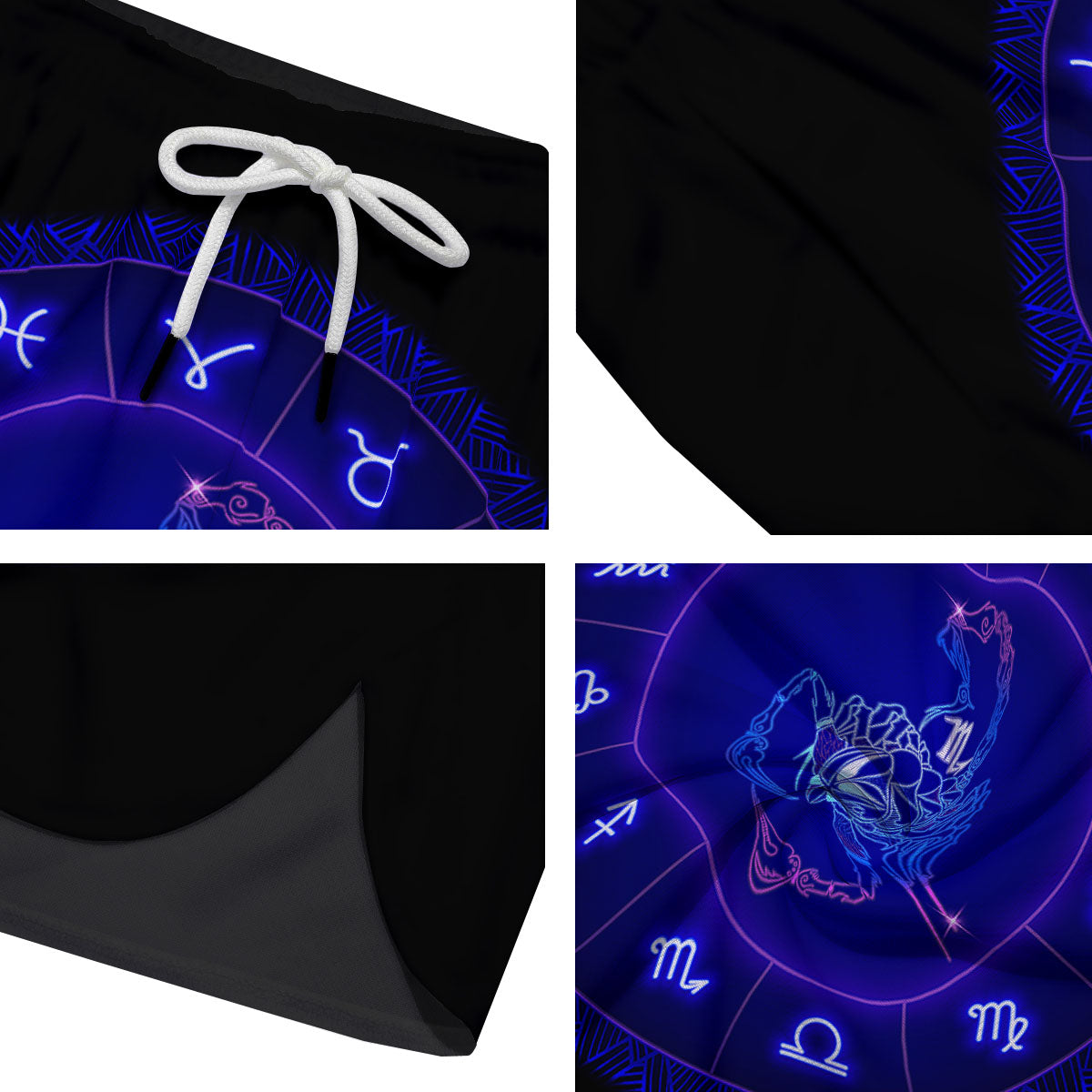 Zodiac Sign Dark Scorpio Print Men's Running Shorts-grizzshop