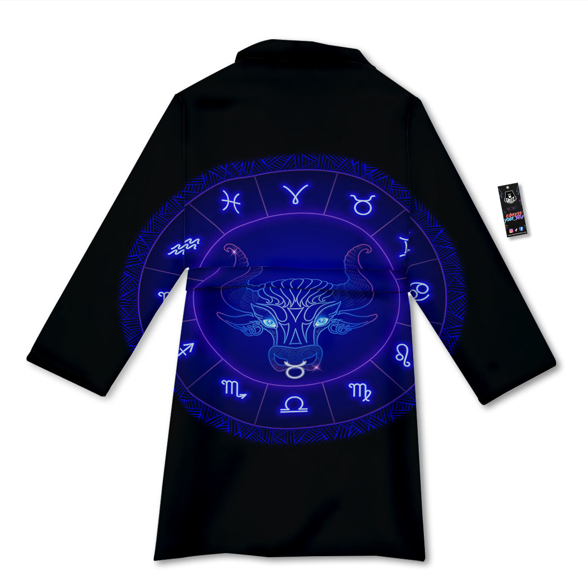Zodiac Sign Dark Taurus Print Bathrobe-grizzshop