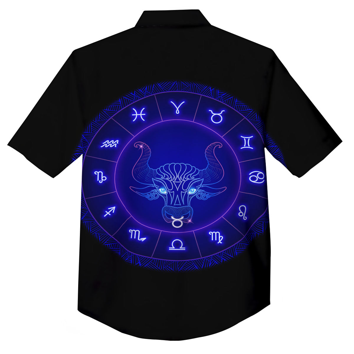 Zodiac Sign Dark Taurus Print Button Up Shirt-grizzshop