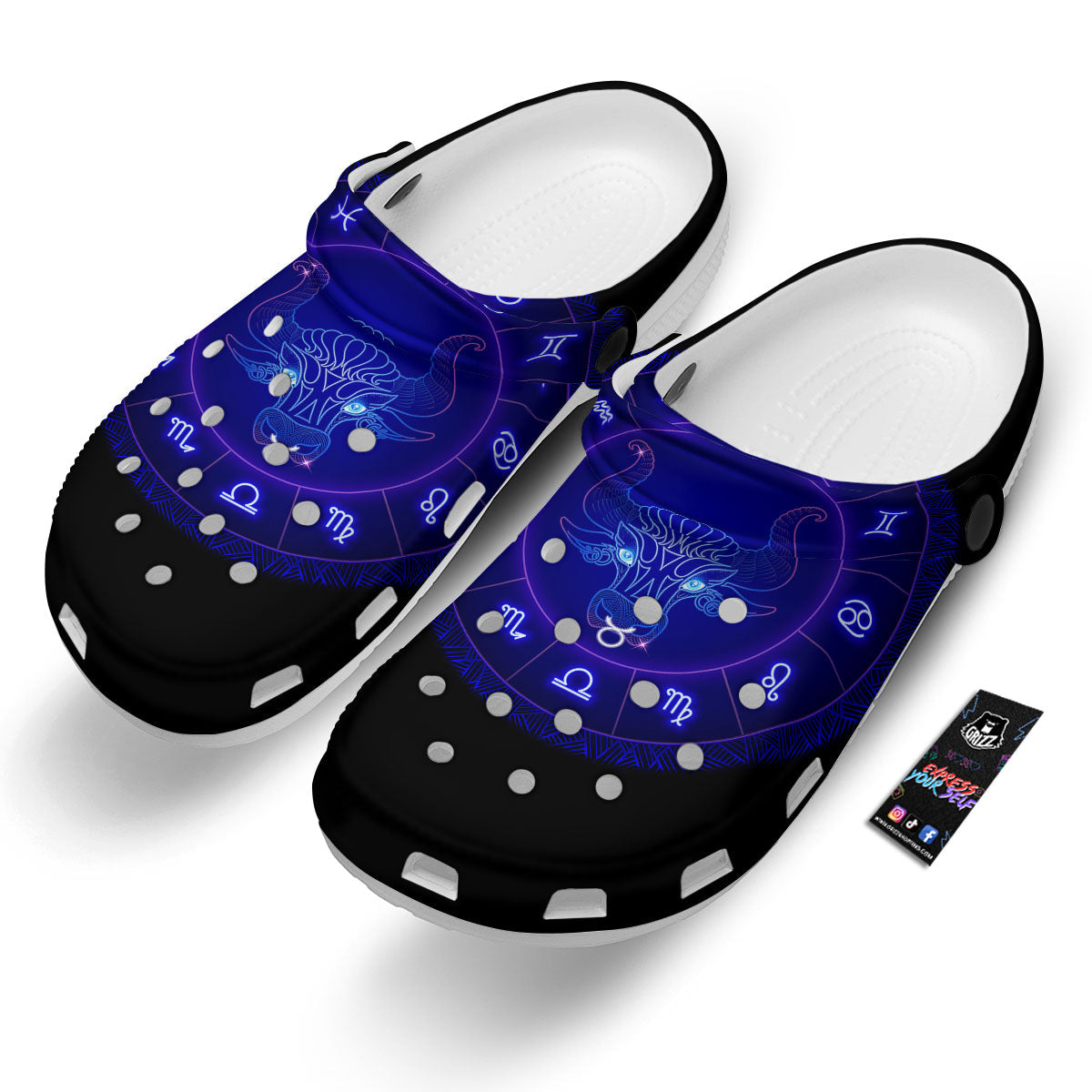 Zodiac Sign Dark Taurus Print Clog-grizzshop