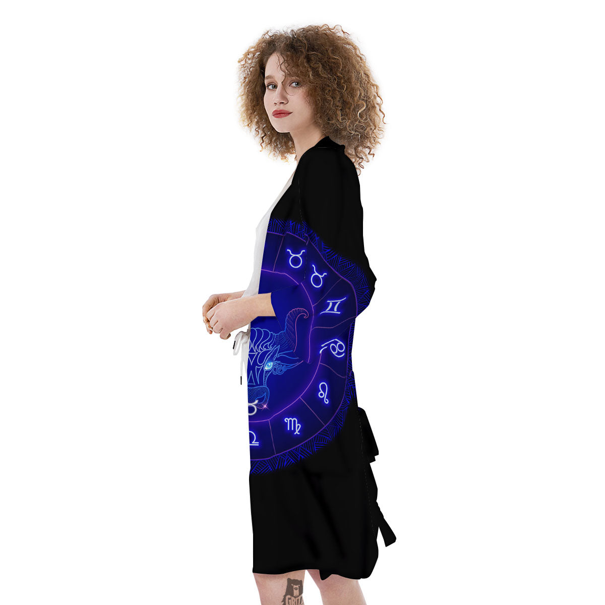 Zodiac Sign Dark Taurus Print Kimono-grizzshop