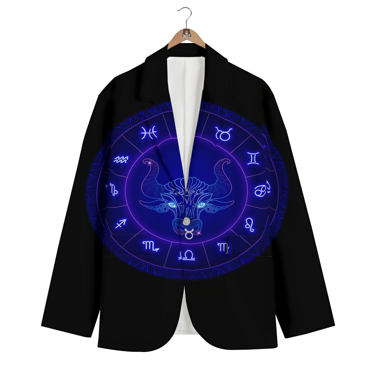 Zodiac Sign Dark Taurus Print Men's Blazer-grizzshop