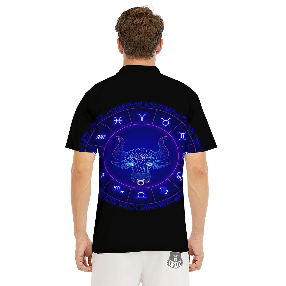 Zodiac Sign Dark Taurus Print Men's Golf Shirts-grizzshop