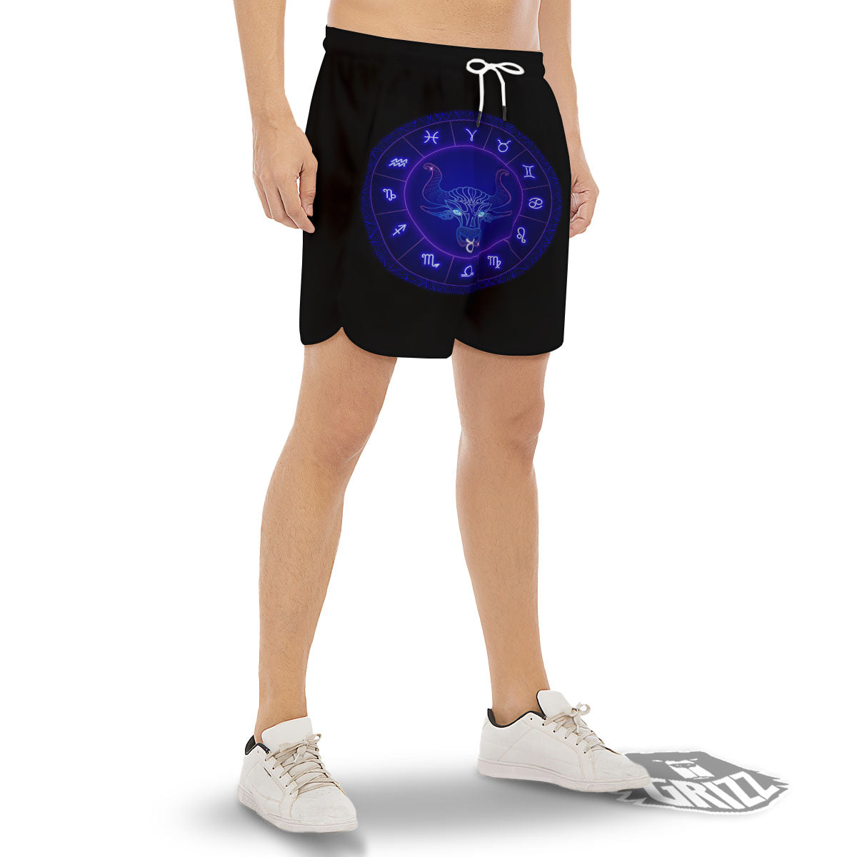 Zodiac Sign Dark Taurus Print Men's Gym Shorts-grizzshop