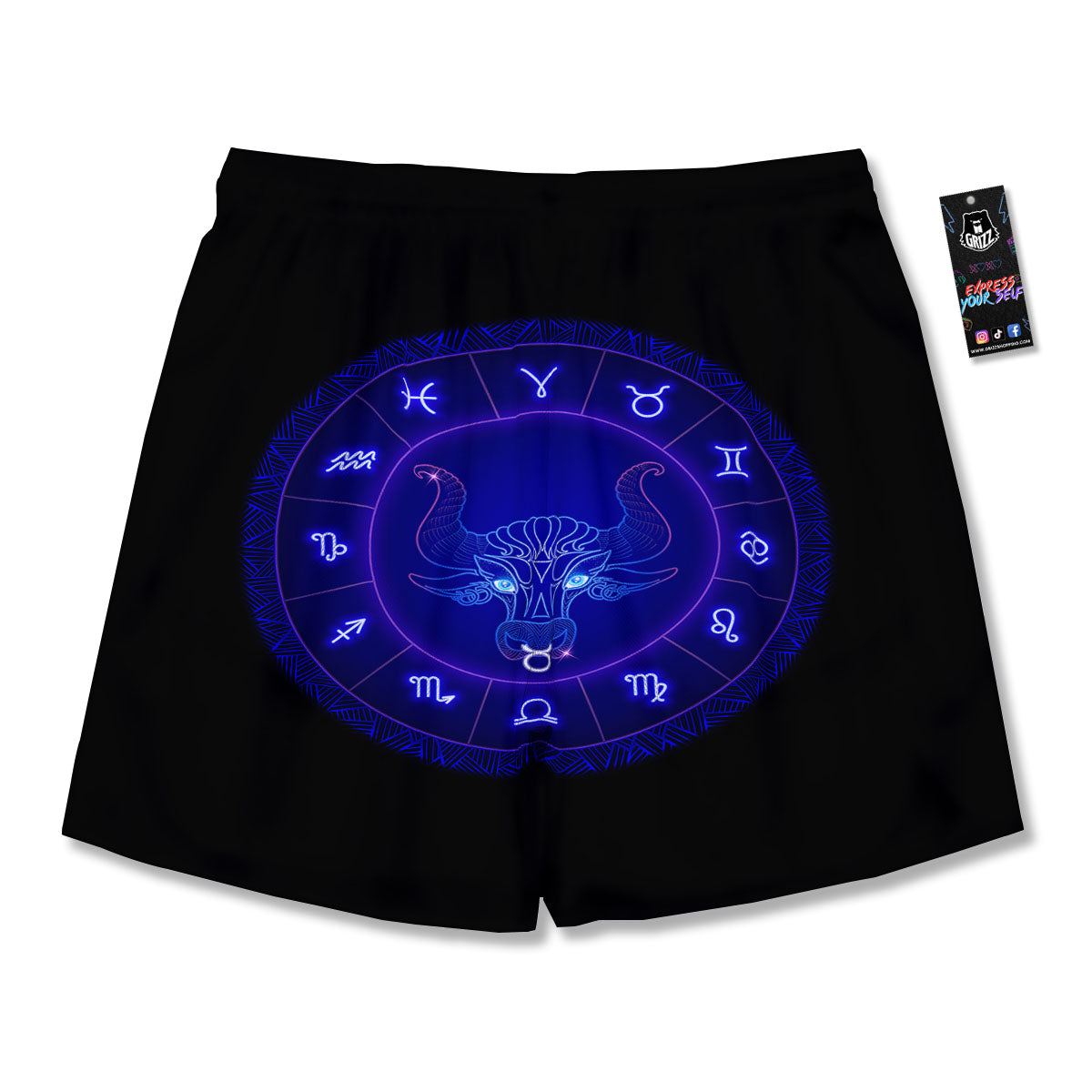 Zodiac Sign Dark Taurus Print Men's Running Shorts-grizzshop
