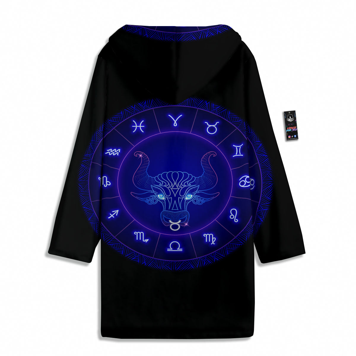Zodiac Sign Dark Taurus Print Men's Windbreaker Jacket-grizzshop